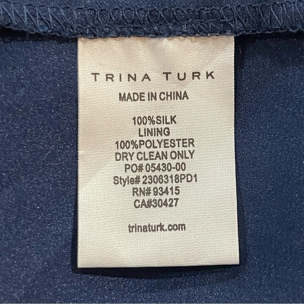 Trina Turk Global Silk Caftan Dress Womens Extra Small Navy Floral Tropical $398 - Picture 13 of 14